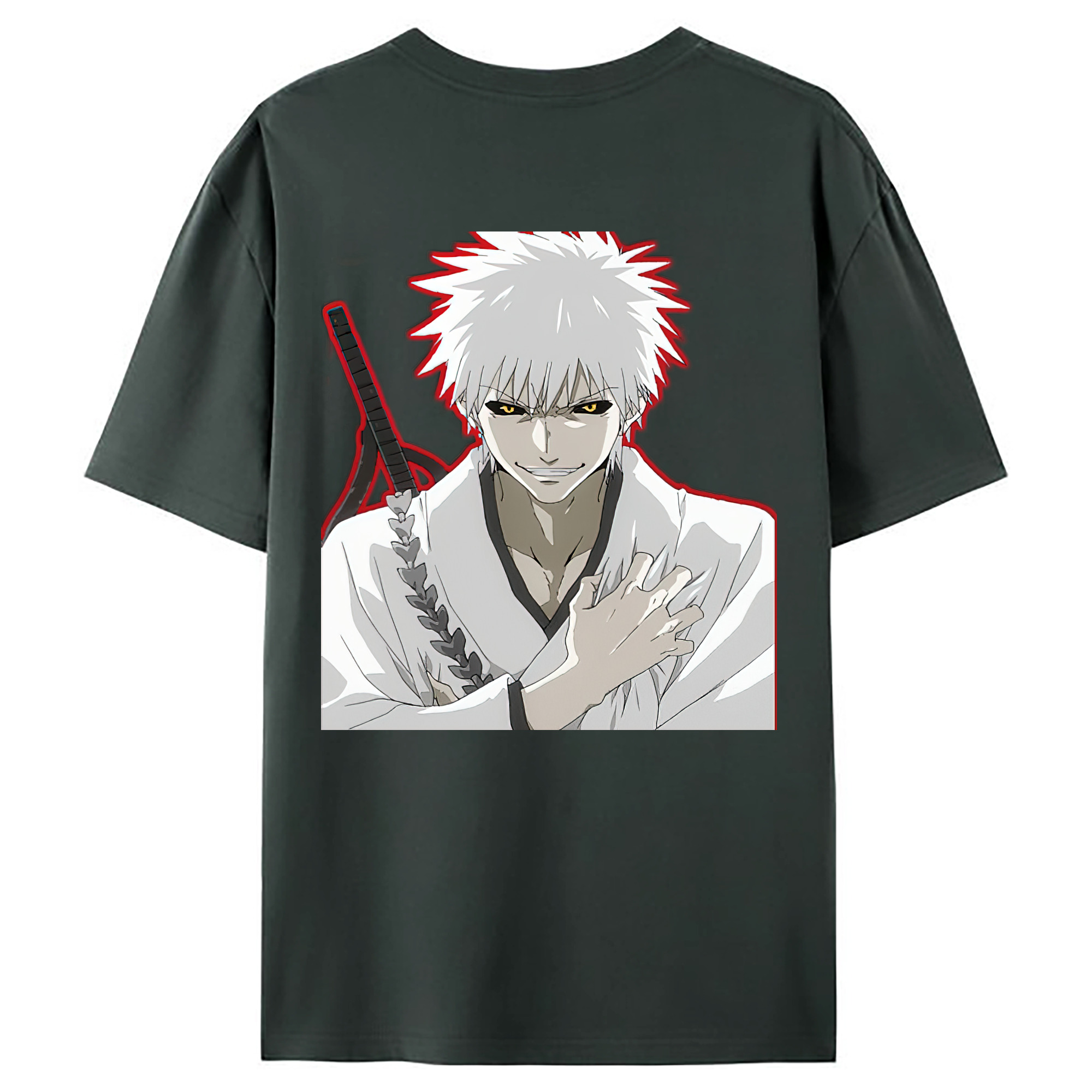 （画像用） ブリーチ 黒崎一護（くろさき いちご）BLEACH Kurosaki Ichigo 綿100％ メンズ半袖Tシャツ（バックプリント） 通気性